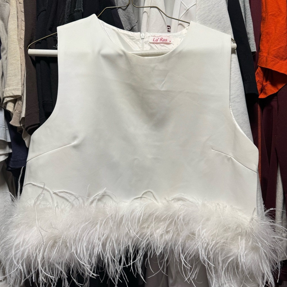 La’Ros White Feather top